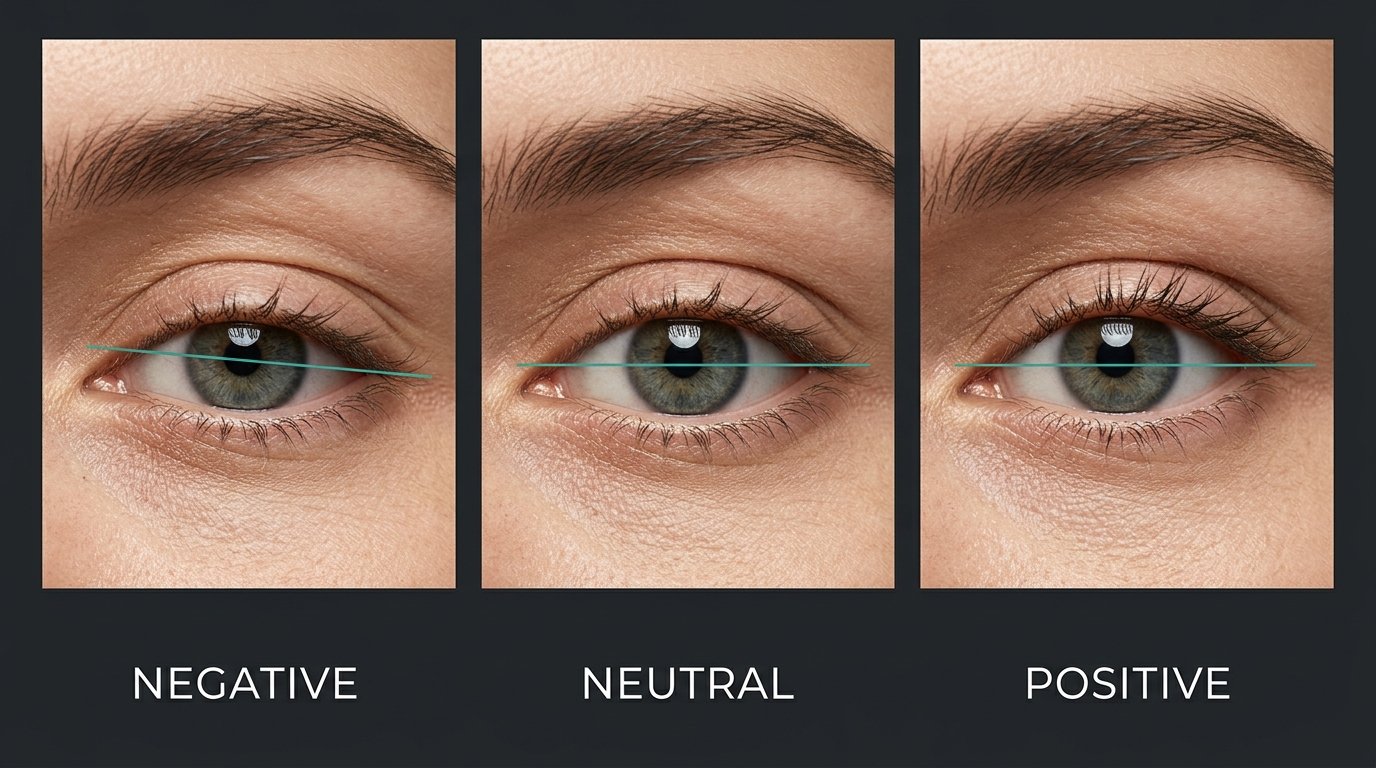Positive, neutral, and negative canthal tilt comparison